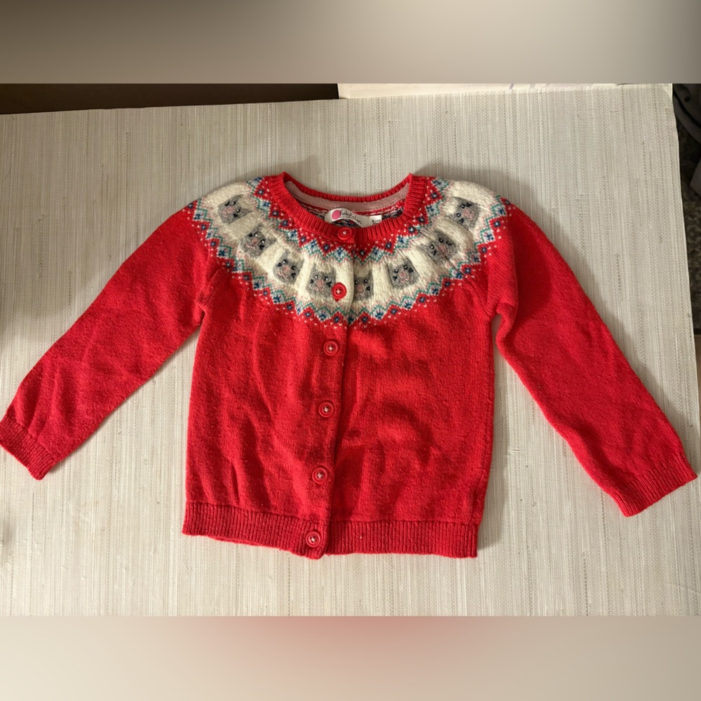 Boden Red and White Knit Sweater